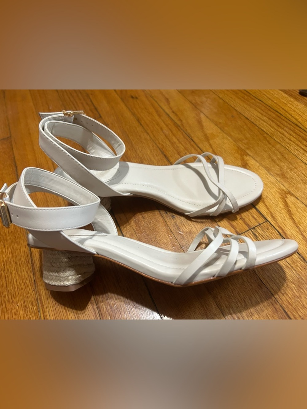 Schutz Women Alexandra Block Ankle Strap Sandals Size US 10B Platina Gold